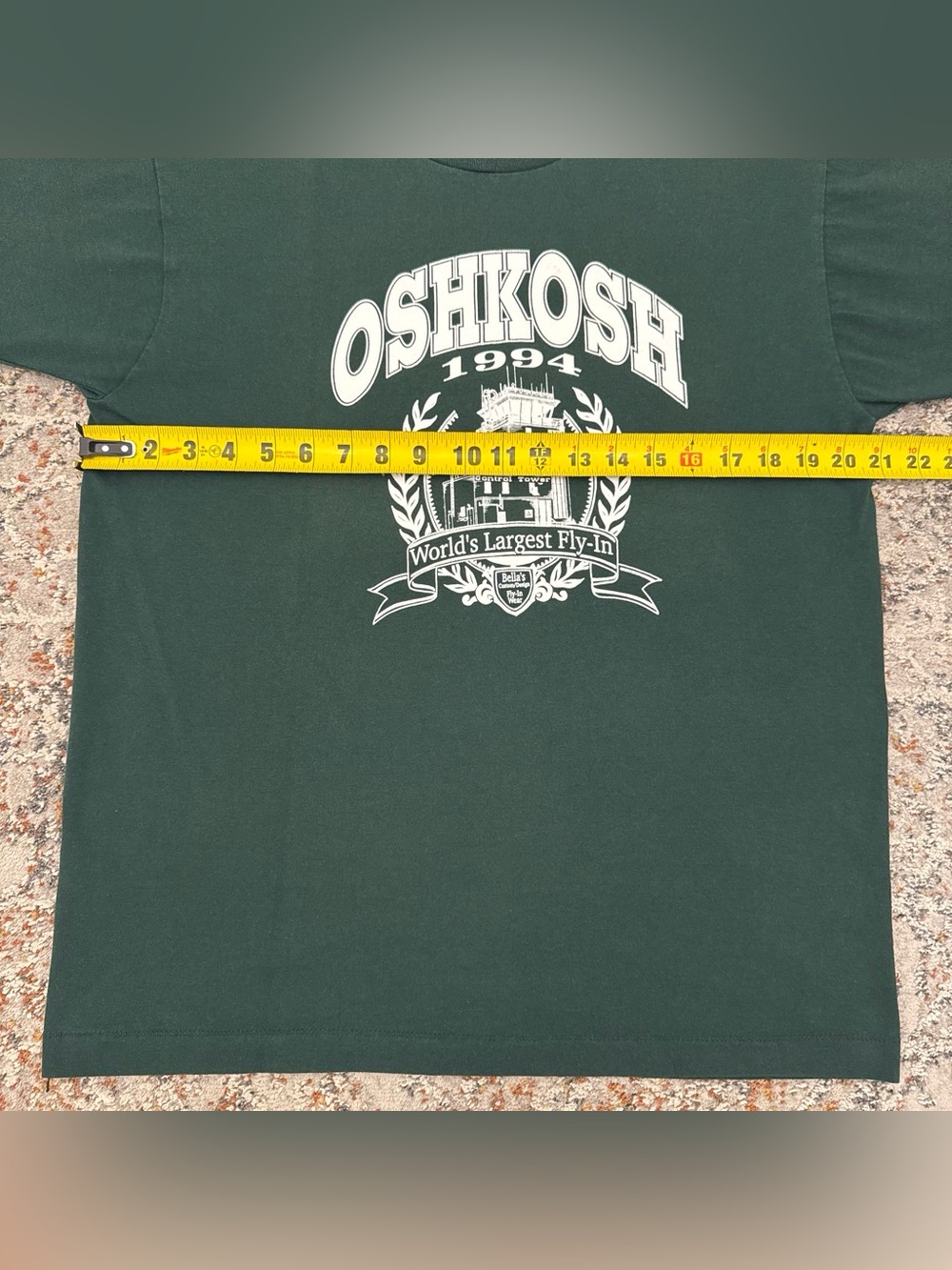 VTG 90s Oshkosh 1994 Fly In T Shirt Large Green Single Stitch USA - Picture 3 of 6